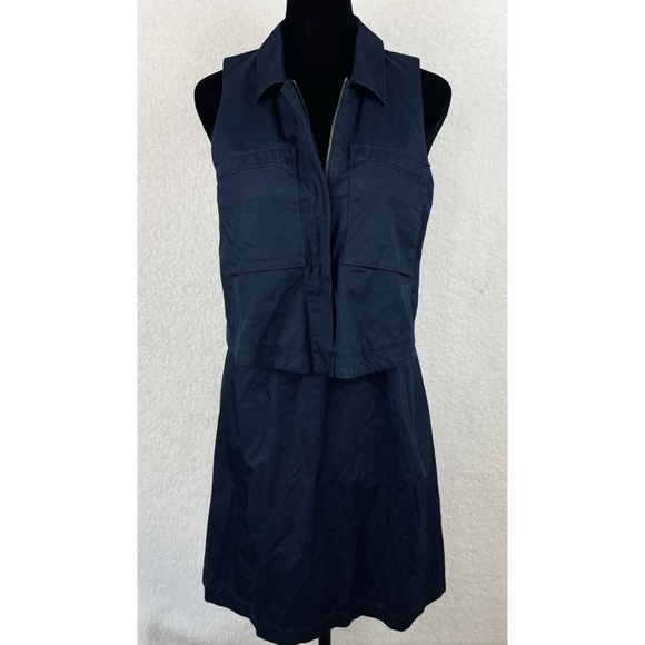 THEORY • Navy Blue Gemine Sleeveless Tiered A-Line Mini Dress - Picture 10 of 16